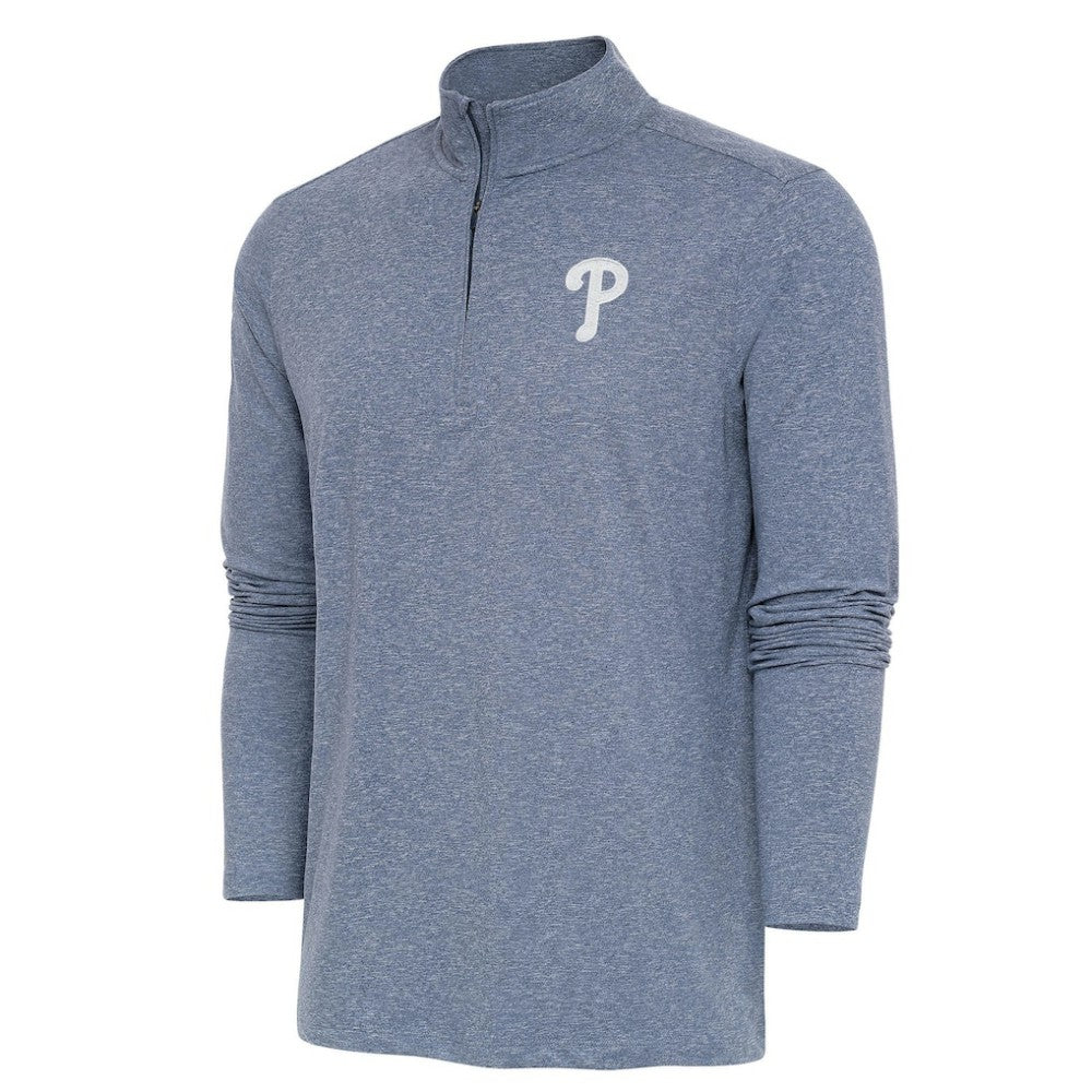 Philadelphia Phillies Antigua Hunk Quarter-Zip Top - Heather Navy - MLB on Sale