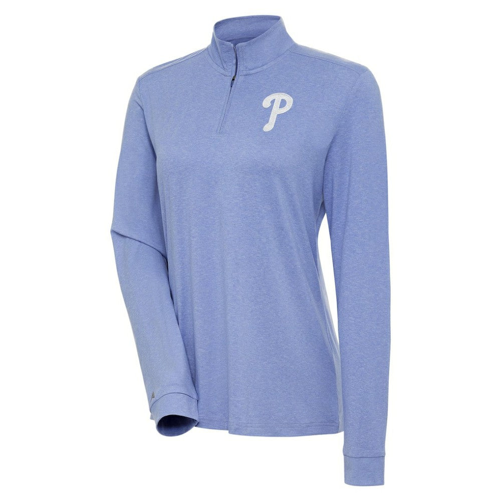 Philadelphia Phillies Antigua Women's Mentor Quarter-Zip Pullover Top - Lavender - MLB on Sale