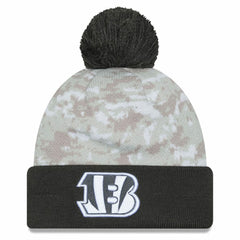 Cincinnati Bengals New Era Youth 2024 Salute To Service Cuffed Pom Knit Hat White/Graphite
