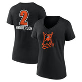 Gunnar Henderson Baltimore Orioles Women's Fastball Player Name & Number V-Neck T-Shirt - Black - MLB Lifestyle
