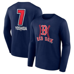 Masataka Yoshida Boston Red Sox Fastball Player Name & Number Long Sleeve T-Shirt - Navy - MLB on Sale