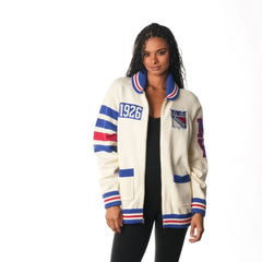 New York Rangers The Wild Collective Unisex Jacquard Full-Zip Sweater - Cream - NHL 201271307