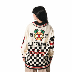 Chicago Blackhawks The Wild Collective Unisex Jacquard Full-Zip Sweater - Cream - NHL 201271308