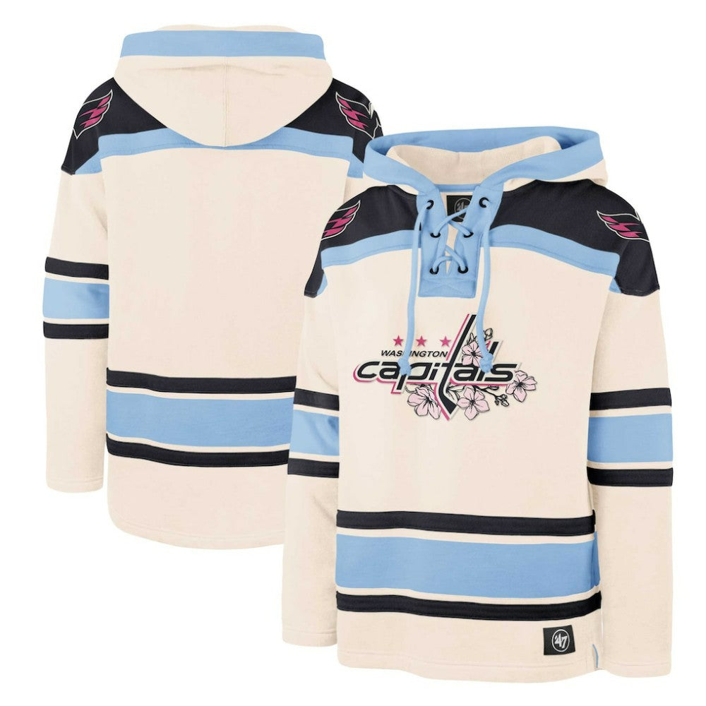 Washington Capitals '47 Cherry Blossom Lacer Pullover Hoodie - Cream - NHL 201271812