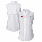 Columbia Houston Texans Women's PFG Tamiami Omni-Shade Sleeveless Button-Up Shirt White