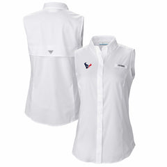 Columbia Houston Texans Women's PFG Tamiami Omni-Shade Sleeveless Button-Up Shirt White