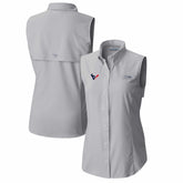 Columbia Houston Texans Women's PFG Tamiami Omni-Shade Sleeveless Button-Up Shirt Gray