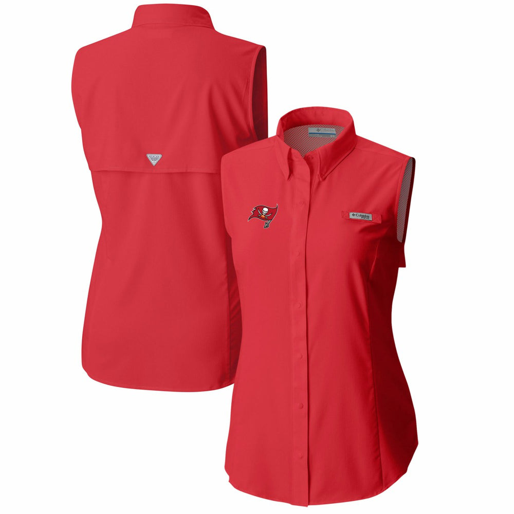 Columbia Tampa Bay Buccaneers Women's PFG Tamiami Omni-Shade Sleeveless Button-Up Shirt Red