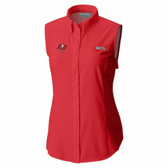 Columbia Tampa Bay Buccaneers Women's PFG Tamiami Omni-Shade Sleeveless Button-Up Shirt Red