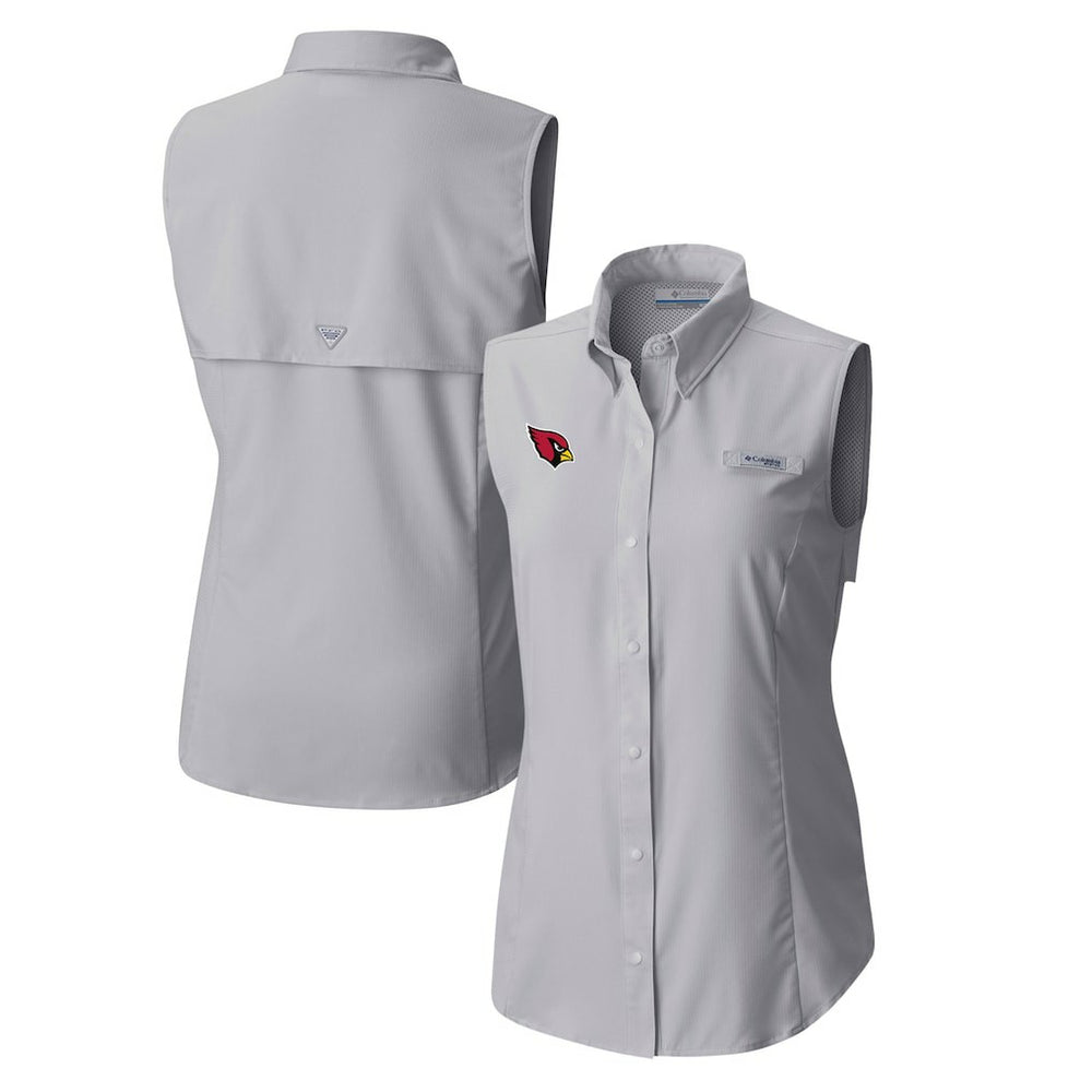 Columbia Arizona Cardinals Women's PFG Tamiami Omni-Shade Sleeveless Button-Up Shirt Gray