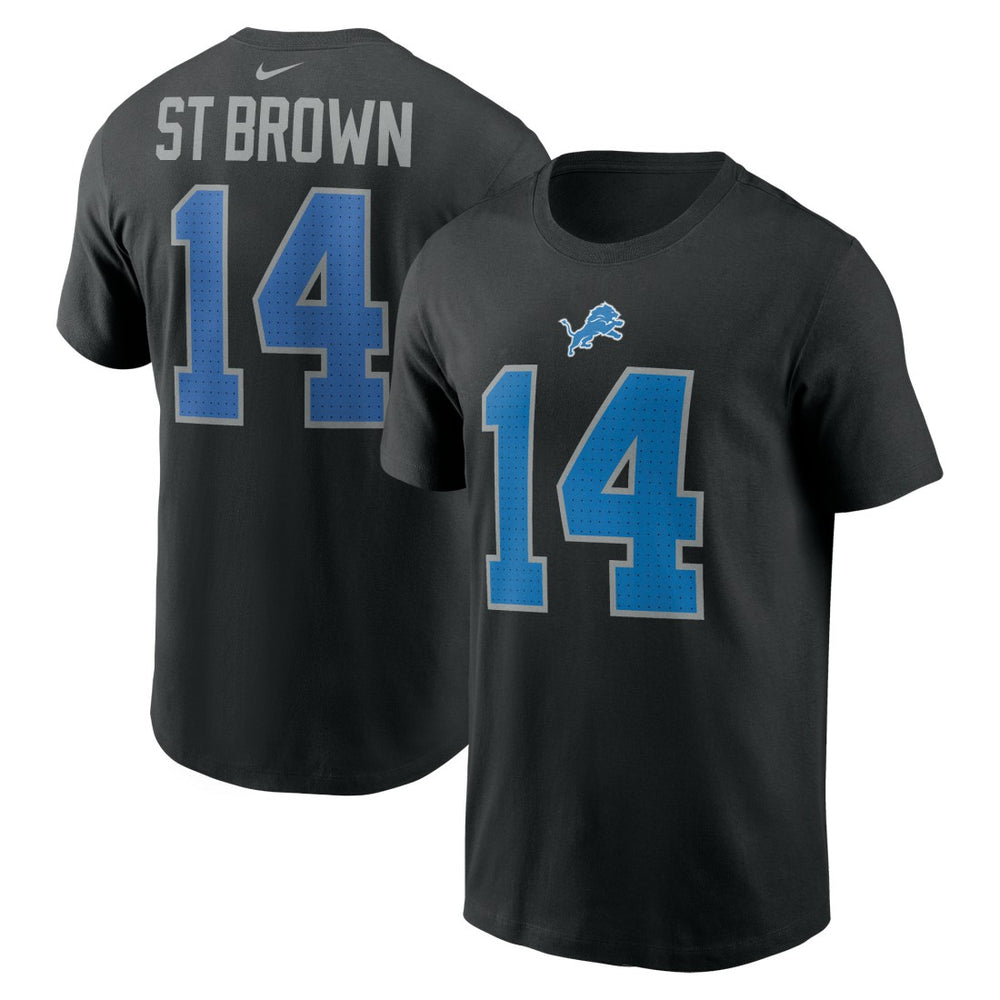 Nike Amon-Ra St. Brown Detroit Lions Player Name & Number T-Shirt Black