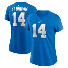 Nike Amon-Ra St. Brown Detroit Lions Women's Player Name & Number T-Shirt Blue