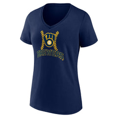 Christian Yelich Milwaukee Brewers Women's Name & Number Fastball V-Neck T-Shirt - Navy - MLB Discount