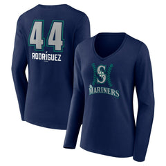 Julio Rodríguez Seattle Mariners Women's Name & Number Fastball V-Neck Long Sleeve T-Shirt - Navy - MLB Discount
