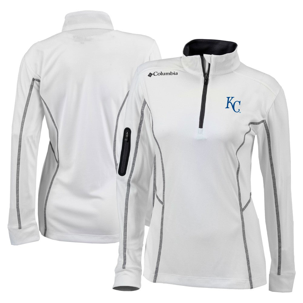 Kansas City Royals Columbia Women's Omni-Wick Shotgun Quarter-Zip Pullover Top - White - Columbia on Sale