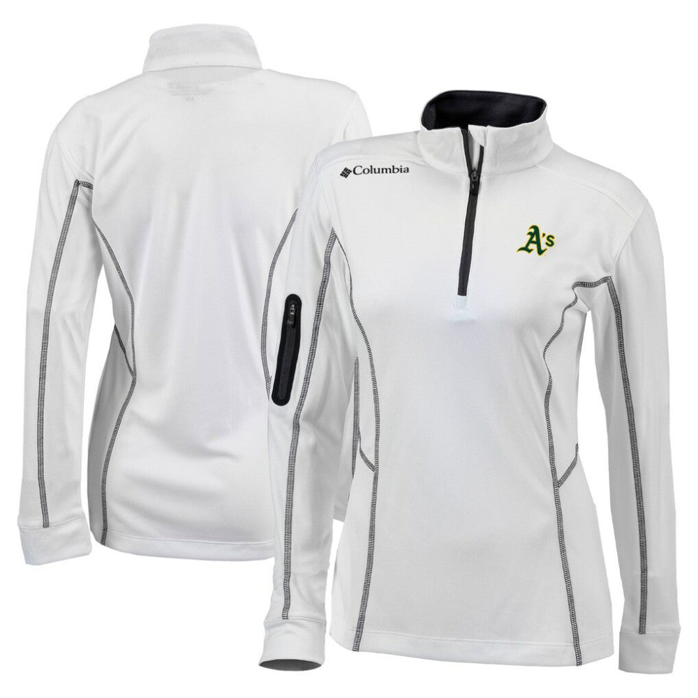 Athletics Columbia Women's Omni-Wick Shotgun Quarter-Zip Pullover Top - White - Columbia Lifestyle