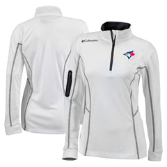 Toronto Blue Jays Columbia Women's Omni-Wick Shotgun Quarter-Zip Pullover Top - White - Columbia Discount