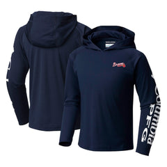 Atlanta Braves Columbia Youth Terminal Tackle Long Sleeve Hoodie T-Shirt - Navy - Columbia Discount