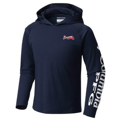 Atlanta Braves Columbia Youth Terminal Tackle Long Sleeve Hoodie T-Shirt - Navy - Columbia Discount
