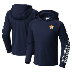 Houston Astros Columbia Youth Terminal Tackle Long Sleeve Hoodie T-Shirt - Navy - Columbia on Sale