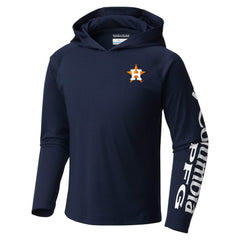 Houston Astros Columbia Youth Terminal Tackle Long Sleeve Hoodie T-Shirt - Navy - Columbia on Sale
