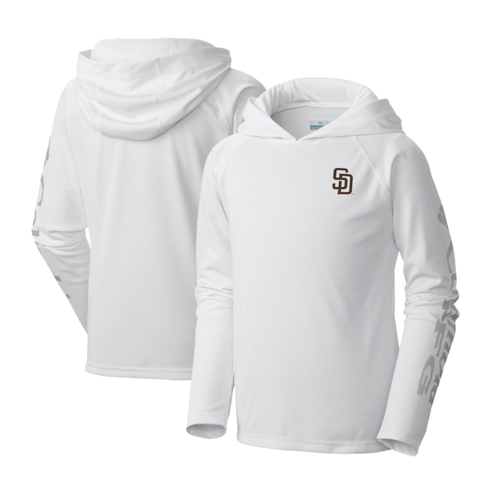 San Diego Padres Columbia Youth Terminal Tackle Long Sleeve Hoodie T-Shirt - White - Columbia Sale