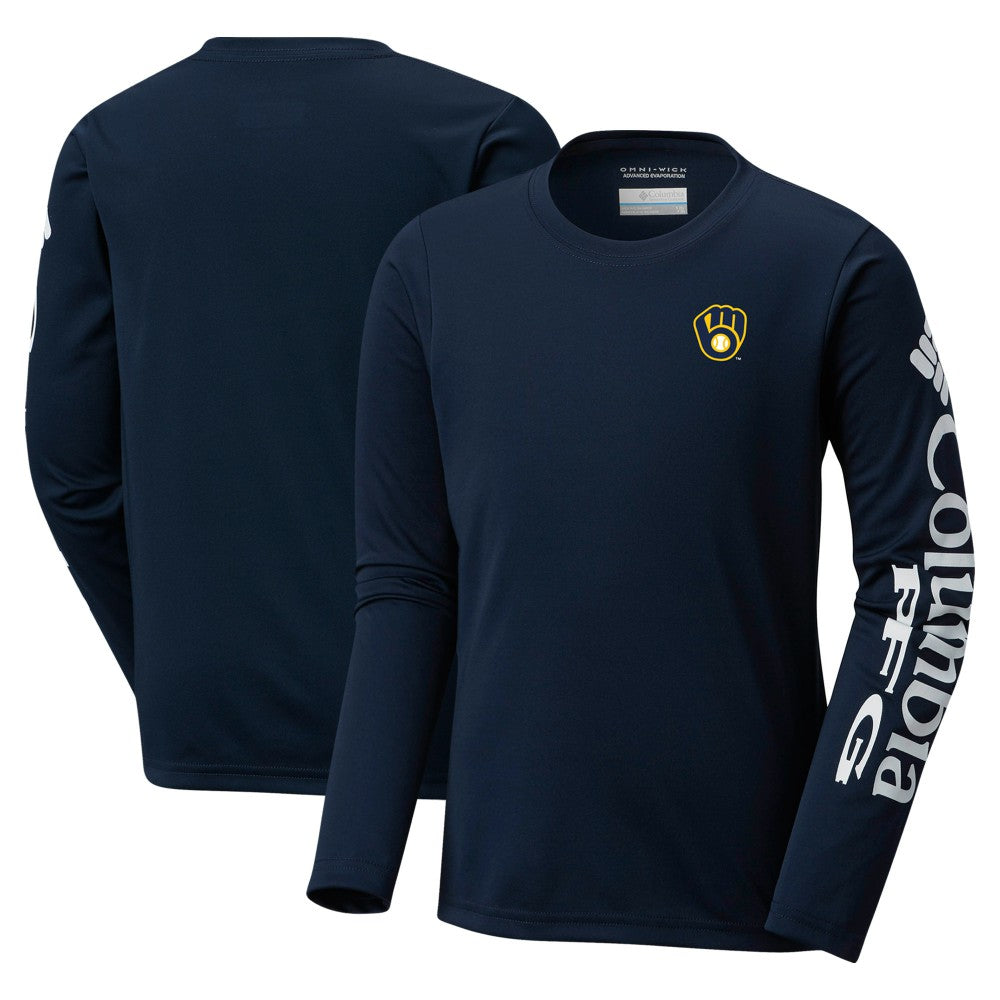 Milwaukee Brewers Columbia Youth Terminal Tackle Long Sleeve T-Shirt - Navy - Columbia Sale