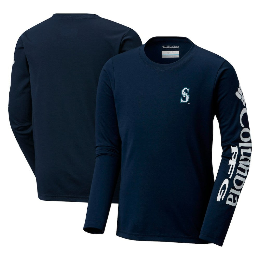 Seattle Mariners Columbia Youth Terminal Tackle Long Sleeve T-Shirt - Navy - Columbia on Sale