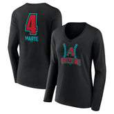 Ketel Marte Arizona Diamondbacks Women's Name & Number Fastball V-Neck Long Sleeve T-Shirt - Black - MLB Sale