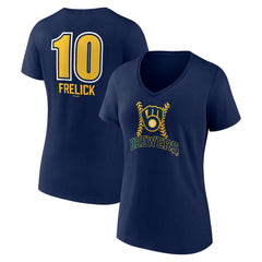 Sal Frelick Milwaukee Brewers Women's Name & Number Fastball V-Neck T-Shirt - Navy - MLB on Sale