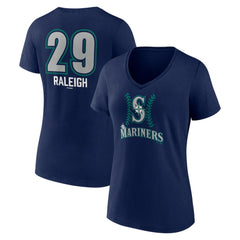 Cal Raleigh Seattle Mariners Women's Name & Number Fastball V-Neck T-Shirt - Navy - MLB Online
