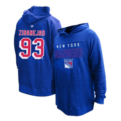 Mika Zibanejad New York Rangers Profile Women's Plus Size Name & Number Thermal Pullover Hoodie - Blue - NHL 201279780
