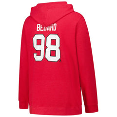 Connor Bedard Chicago Blackhawks Profile Women's Plus Size Name & Number Thermal Pullover Hoodie - Red - NHL 201279781
