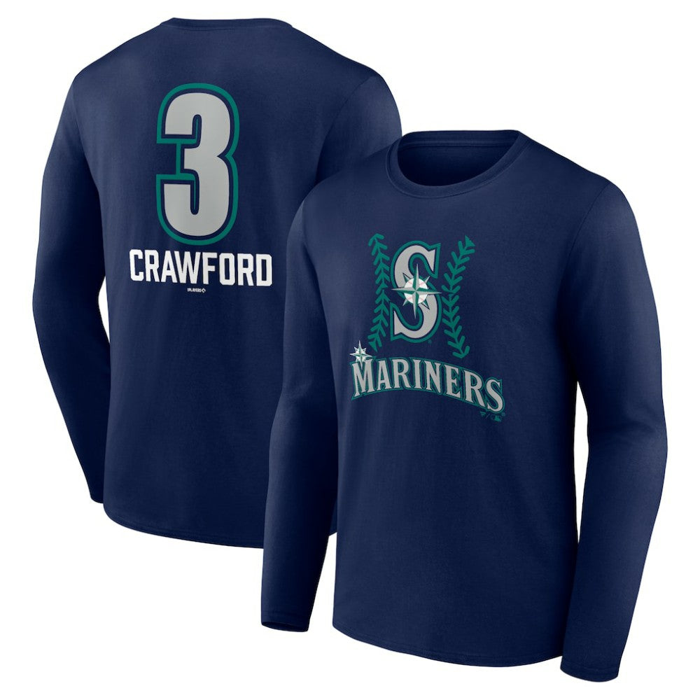 J.P. Crawford Seattle Mariners Name & Number Fastball Long Sleeve T-Shirt - Navy - MLB on Sale