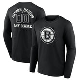 Boston Bruins Personalized Name & Number Monochrome Long Sleeve T-Shirt - Black - NHL 201281428