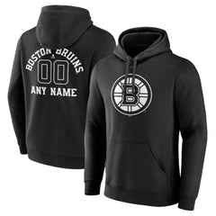 Boston Bruins Personalized Name & Number Monochrome Pullover Hoodie - Black - NHL 201281429