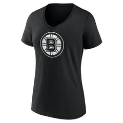 Boston Bruins Women's Personalized Name & Number Monochrome V-Neck T-Shirt - Black - NHL 201281433