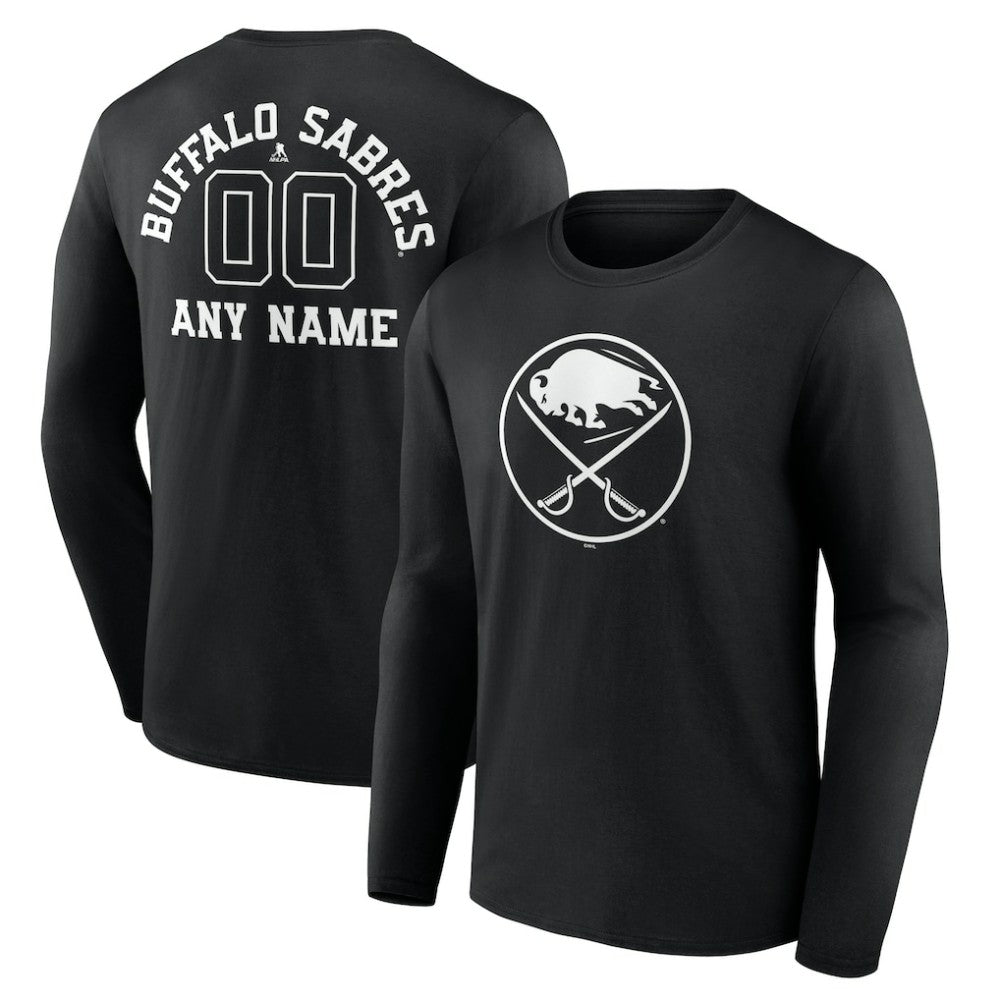 Buffalo Sabres Personalized Name & Number Monochrome Long Sleeve T-Shirt - Black - NHL 201281434