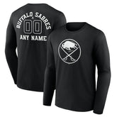 Buffalo Sabres Personalized Name & Number Monochrome Long Sleeve T-Shirt - Black - NHL 201281434