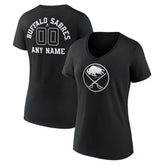 Buffalo Sabres Women's Personalized Name & Number Monochrome V-Neck T-Shirt - Black - NHL 201281439