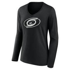 Carolina Hurricanes Women's Personalized Name & Number Monochrome Long Sleeve V-Neck T-Shirt - Black - NHL 201281449