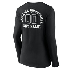 Carolina Hurricanes Women's Personalized Name & Number Monochrome Long Sleeve V-Neck T-Shirt - Black - NHL 201281449