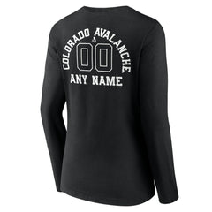 Colorado Avalanche Women's Personalized Name & Number Monochrome Long Sleeve V-Neck T-Shirt - Black - NHL 201281461