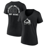 Colorado Avalanche Women's Personalized Name & Number Monochrome V-Neck T-Shirt - Black - NHL 201281463
