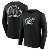 Columbus Blue Jackets Personalized Name & Number Monochrome Long Sleeve T-Shirt - Black - NHL 201281464