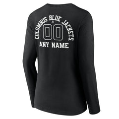 Columbus Blue Jackets Women's Personalized Name & Number Monochrome Long Sleeve V-Neck T-Shirt - Black - NHL 201281467