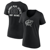 Columbus Blue Jackets Women's Personalized Name & Number Monochrome V-Neck T-Shirt - Black - NHL 201281469