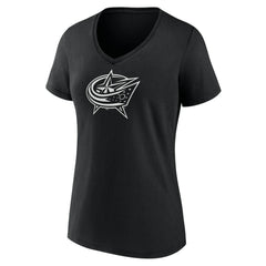 Columbus Blue Jackets Women's Personalized Name & Number Monochrome V-Neck T-Shirt - Black - NHL 201281469