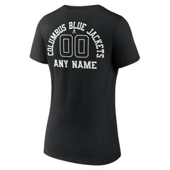 Columbus Blue Jackets Women's Personalized Name & Number Monochrome V-Neck T-Shirt - Black - NHL 201281469