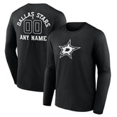 Dallas Stars Personalized Name & Number Monochrome Long Sleeve T-Shirt - Black - NHL 201281470